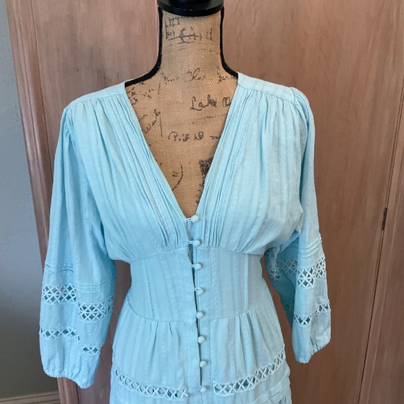 Max Studio Blue Gray Pleated Maxi Dress - Picture 4 of 16